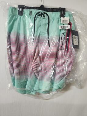 Spyder Mint Green Pink Stripe Swim Trunks Board Shorts Men’s Large NWT